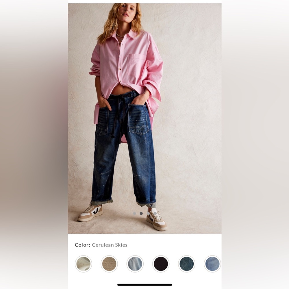 We the free moxie pull-on barrel jeans size 27 color Cerulean skies NWOTS